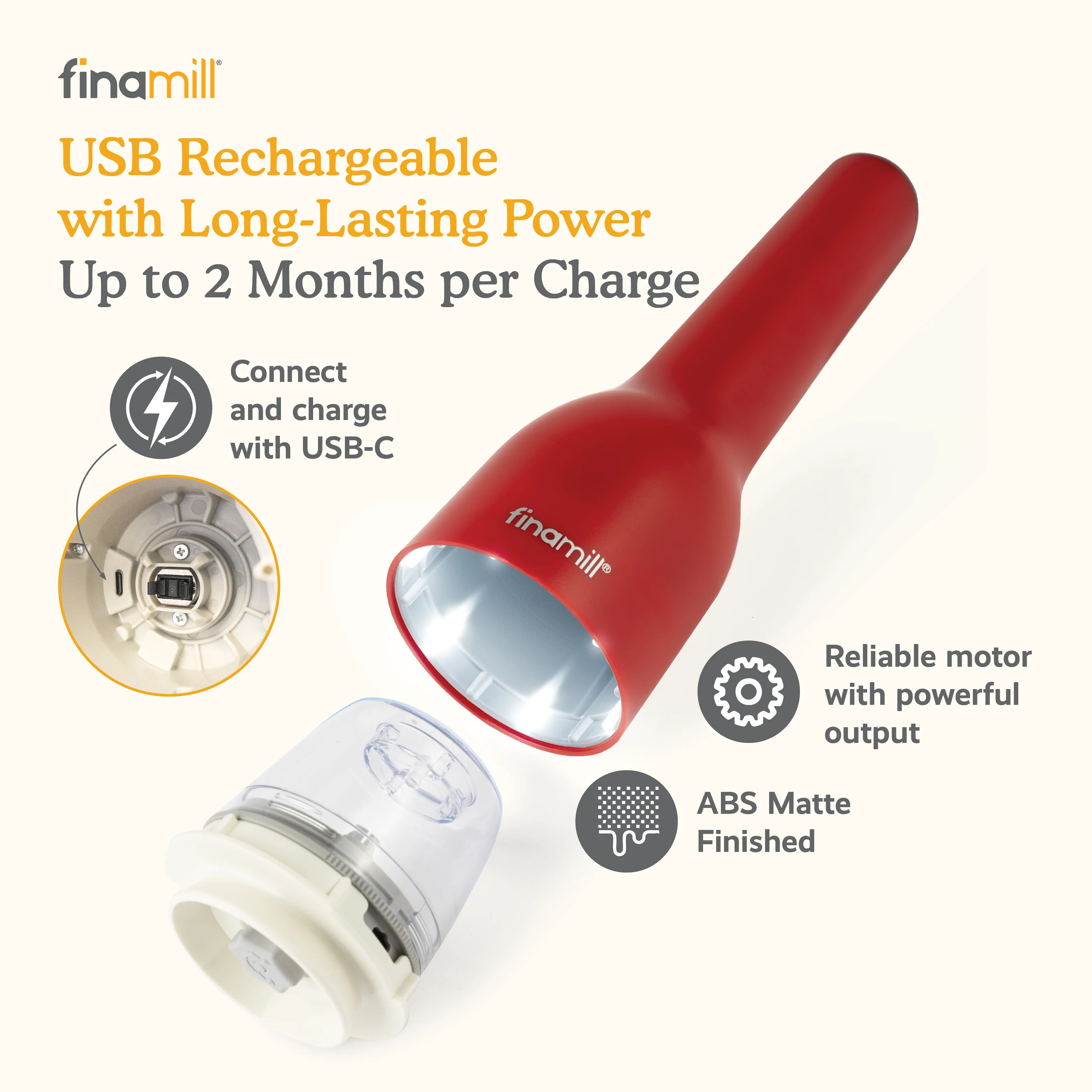 FinaMill Rechargeable Mill - Pepper & Spice Grinder in One - Image 8